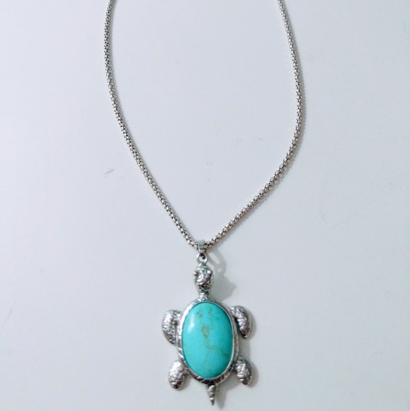 Jewelry - Sea turtle turquoise necklace 925 silver